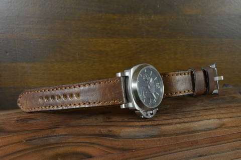 NEW BROWN IV is one of our hand crafted watch straps. Available in oil brown color, 4 - 4.5 mm thick.