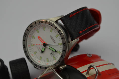II RED is one of our hand crafted watch straps. Available in red color, 3.5 - 4 mm thick.