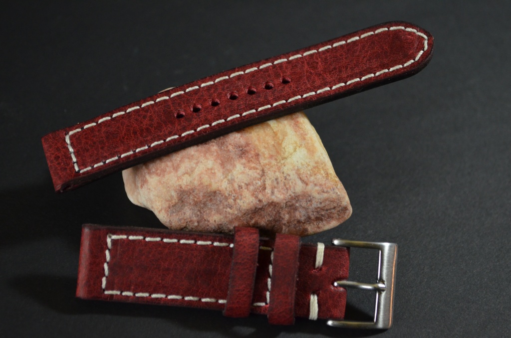 RED II is one of our hand crafted watch straps. Available in red color, 3 - 3.5 mm thick.