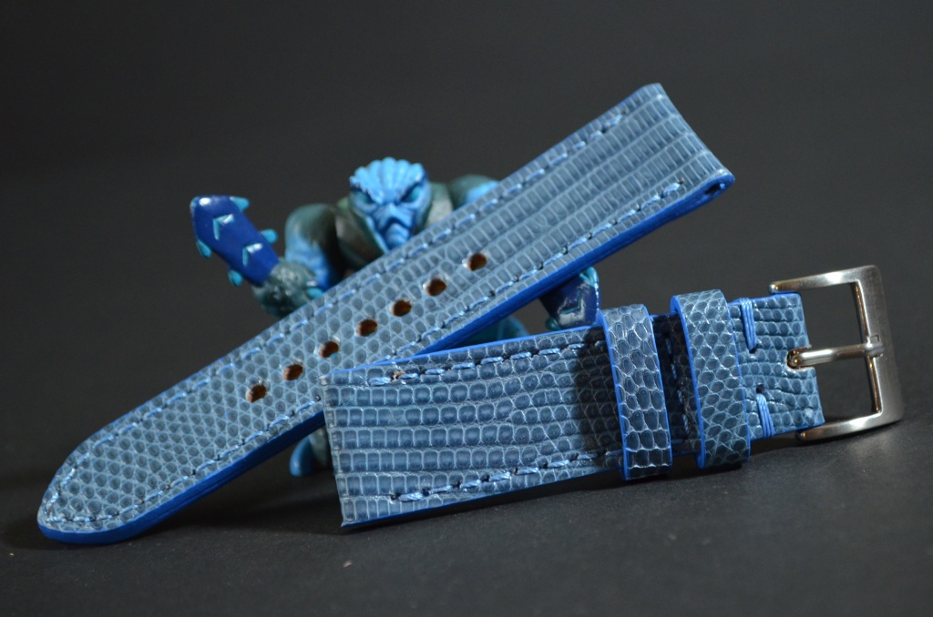 LIGHT BLUE SHINY is one of our hand crafted watch straps. Available in light blue color, 3 - 3.5 mm thick.