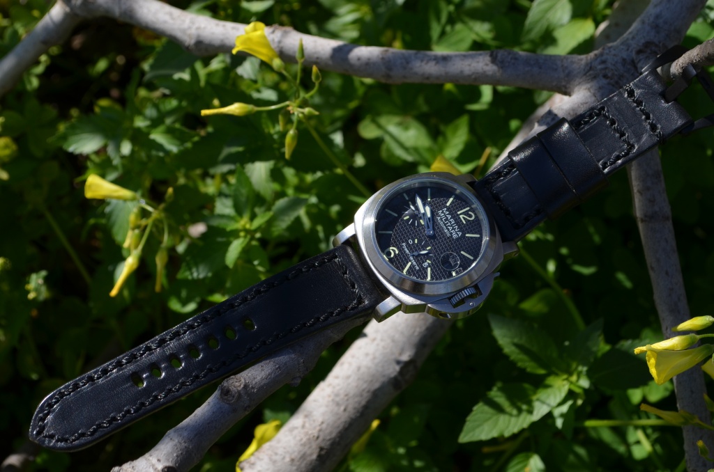 BLACK is one of our hand crafted watch straps. Available in black color, 4 - 4.5 mm thick.